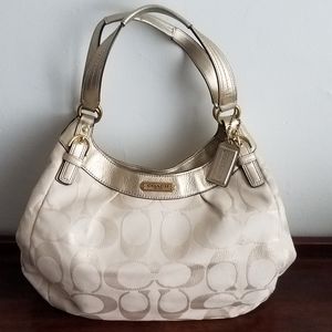 White and gold Coach hobo purse